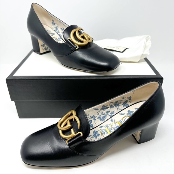 Gucci Shoes - Gucci GG Marmont Victoire Black Matte Block Heel Pumps EU 40.5 US 10.5